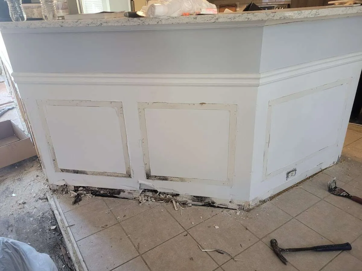 Water damage and mold on kitchen during Mold Inspection & Testing in Lakewood Ranch